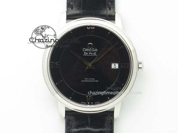 0106 Fashionable De Ville Prestige Real Power Reserve SS TW 1:1 Best Edition White Dial Blue Markers On Leather Strap A 8094